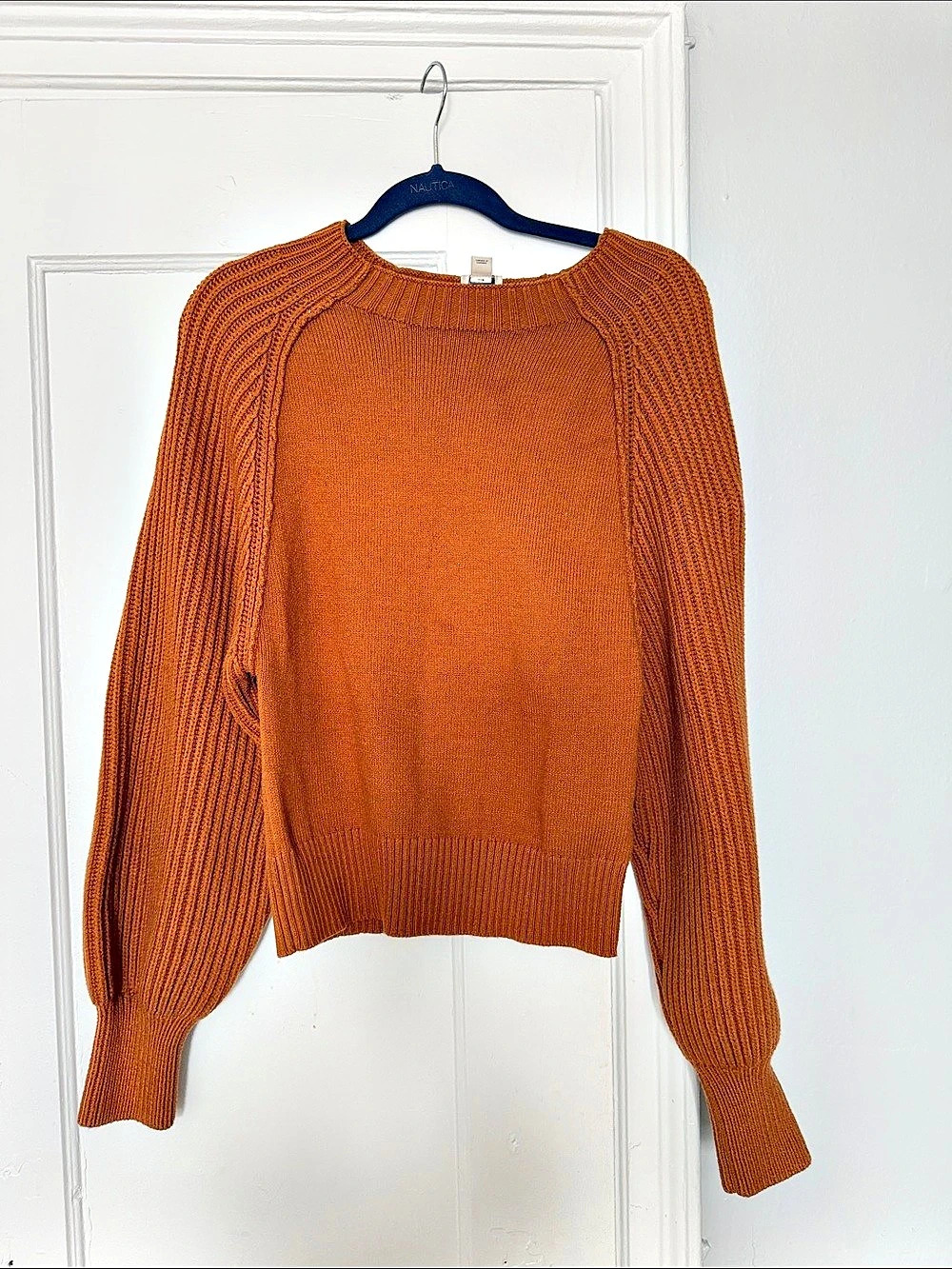 maeve Ribbed Crewneck Sweater in Brown Size Large